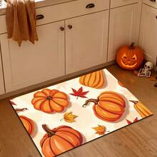 1pc Kitchen Rug, Halloween Pumpkin & Ghost Print Long Runner Mat, Kitchen Entryway Hallway Decorative Carpet, Holiday Atmosphere Soft Decor, Suitable For Indoor Home Scenes, Fun Cartoon Pattern Design, Adding Unique Halloween Vibe - Orange - View 6