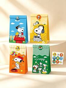 SNOOPY Cartoon Pattern Decorative Gift Packaging Bag Candy Snack Decorative Tote Bag Cartoon Theme Party , Gift Bag - Multicolor - View 3