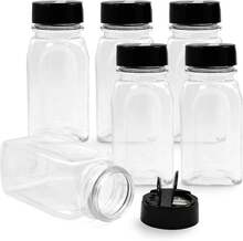 RoyalHouse 6 Pack 9.5 Oz Plastic Spice Jars With Black Cap, Clear And  Plastic Bottle Containers With Shaker Lids For Storing Spice, Herbs And - ColorA - View 1