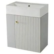 Bathroom Furniture Washbasin With Vanity Unit 55 Cm, Vanity Unit, Wall-Mounted Vanity Unit White, Small Guest Bathroom Furniture - Grey - View 9