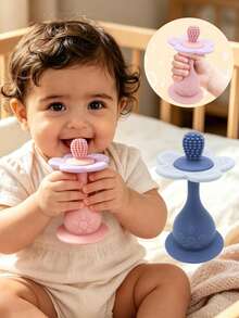 Juguete sonajero multifuncional de silicona, colores brillantes con sonajero, desarrolla las habilidades visuales y auditivas del bebé, juguete de dentición con múltiples puntos de masticación, base con ventosa, se puede usar en la silla alta como juguete de enfoque para la alimentación del bebé - Multicolor - Ver 2