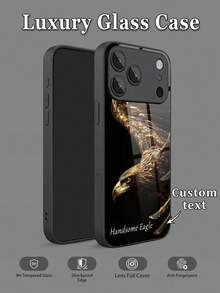 1个定制高清玻璃手机壳，饰有翱翔雄鹰图案，兼容 17 Pro Max/16 Pro Max/15/14 Plus/13 Pro/12 Pro Max/11/Xs Max/8/7/6 Plus、S24 Ultra/S25 Ultra，时尚、多彩、可爱、有趣、简约，可搭配手机壳 - 黑色 - 查看 2