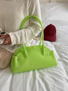 夏季清爽腋下大包女款新款時尚PVC果凍包極簡通勤單肩托特包 - 綠色 - 查看 6