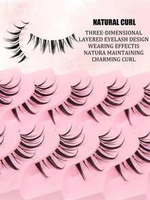 10 Pairs Of C-Roll False Eyelashes - Comic And Cosplay Eyelash Set, Natural False Eyelash Pairing, Repeated Use, With Natural Eye Makeup, Suitable For All Places, Eyelashes, False Eyelashes - Black - View 3