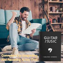 A4 Large Size Thickened Guitar Music Composition And Practice Tablature Notebook, 50 Sheets/100 Pages, Guitar Tablature Notebook With Blank Chord Diagrams, Cover Inside With 56 Common Guitar Chord Diagrams - Black - View 8