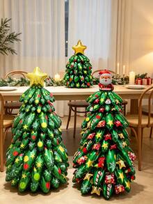 6/9pcs Assembled Christmas Tree Aluminum Foil Balloon Set, Star Christmas Tree, Santa Claus Christmas Tree Balloons, Christmas Decoration Balloons, Holiday Photo Props - Assembly Christmas Tree - View 2