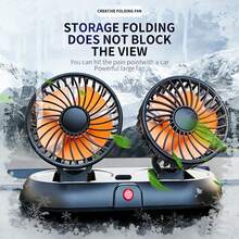 Foldable Dual-Head Car Power Socket Adapter Fan, 3 Speed Strong Wind, Portable Mini Cooling Fan, Space-Saving Air Circulator For Car, SUV, RV, Truck, Office & Home Use - A - View 6