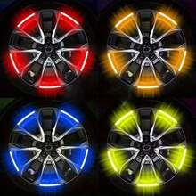 20pcs Car Wheel Hub Reflective Stickers Colorful Luminous Strong Reflective White Car Wheel Decorative Strips Stickers Wheel Decorative Strips Night Stickers - 20pcs - View 6