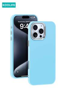 Koolife 1pc Soft Touch Colorful Phone Case, Coated Lens Frame, PC+TPU Material, Independent Metal Buttons, Minimalist Fashion, Anti-Drop Protective Shell, Compatible With Apple 17/17 Pro/17 Pro Max - Blue - View 2