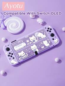 可愛貓咪保護殼，相容於 Switch/Switch OLED/Switch Lite/Switch 2 (2025)，無需取下保護殼即可安裝至底座 - 彩色 - 查看 14