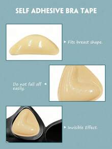 2pcs Invisible Thickened Sponge Pad Bikini Breast Tape, Triangle Sponge Silicone Self-Adhesive Push-Up Bra Pads Inserts - Multicolor - View 5