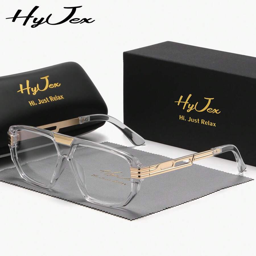 HyJex Unisex Urban Style Full Frame Plaon Glasses Casual Style Geometric Frame Plaon Glasses - Multicolor - View 1