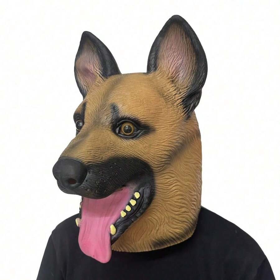 1件逼真德國牧羊犬全臉面具,野狗角色扮演道具,萬聖節與寵物主題派對配件,日常角色扮演與派對穿戴 - 德牧犬 - 查看 1