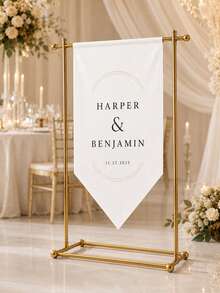 Customized Wedding Welcome Sign, Elegant Calligraphy Design On White Fabric, Personalized Wedding Ceremony Signage, Classic Exquisite Wedding Decor - Multicolor - View 6