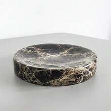 Natural Marble Round Tray, Luxury Jewelry Storage Dish, Living Room Bathroom Desktop Decor - Dark Brown Mesh - View 7