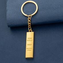 1pc Casual Personalized Engraved Letter Gold Bar Keychain, Daily Versatile Family Style Gift For Family And Friends, Creative Gold Bar Gold Brick Keychain With Wealth-Attracting Meaning, Portable Accessory - Yellow Gold - View 1