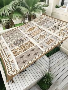 1PC Outdoor Sunshade Canopy With Colorful Checkered Pattern, Outdoor Patio Cover Can Block The Sunlight, Suitable For For Camping Beach Poolside Backyard Gardens Decoration, 2D Flat Printed Pattern, Come With Four Ropes And Nails, No Support Rod - Camel - View 4