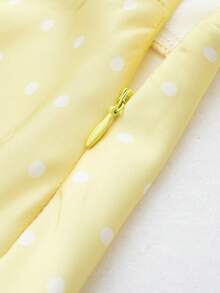 Damen Seidenähnliche Polka Dot Weite Bein Shorts Gelb Sommer - Gelb - Übersicht 5