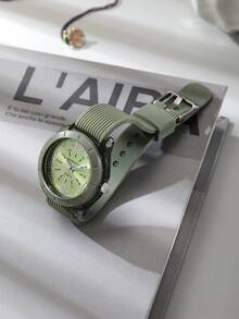 REBIRTH 1pc Women's Silicone Strap Casual Versatile Personalized Style Quartz Watch Suitable For Daily Wear - Green - View 6
