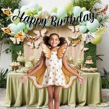 Moth Insect Party Banners And Garland Set - Moths Themed Happy Birthday Banner Moth Insect Garland For Bug Themed Birthday Party Decorations - Black - View 2