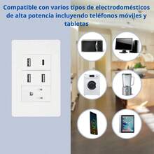 Multitoma Portátil Mazoom E-BC Contacto Doble Estándar Americano Integrado 4 Puertos USB y 1 Tipo C para Hogar y Oficina Color Blanco - Tipo de Enchufe A USA (110-127V) - Ver 4