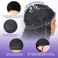 Burmese Curly Half Wig Human Hair With Spiral Curls Wear And Go Glueless Curly Wig 3-In-1 Seamless Flip-Over Drawstring Wig 200% Density No Headband Wig For Women Beginner Friendly Half Wig Human Hair Half Wigs Gift Headband Wig V Part Wig - Natural Black - View 6