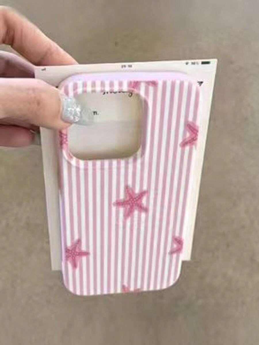 條紋海星圖案時尚手機殼,適用於 iPhone 16/17/16 Pro/16 Plus/16 Pro Max,生日禮物、週年紀念 - 彩色 - 查看 1