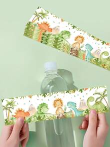 10pcs Dinosaur Water Bottle Stickers,Watercolor Cute Dinor Print Adhesive Bottle Label Wrap For Gender Reveal Party,Boys Birthday Party DIY Decor - Multicolor - View 8