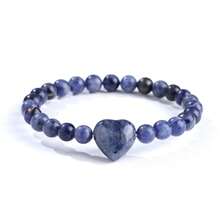 Pulsera de Corazón de Piedra Natural, Cuentas de Piedra Natural Combinadas con un Diseño de Corazón, Expresando Amor y Hermosas Bendiciones, Regalo Perfecto para Familia, Amantes y Amigos, Pulsera de Pareja para Uso Diario, Festivales y Fiestas - Multicolor - Ver 8