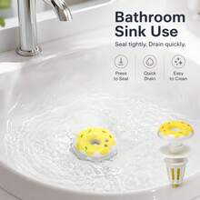 Cute Donut Shaped Plastic Bathroom Sink Stopper, Pop-Up Sink Drain Plug, Press-Type Odor-Proof Stopper - View 3