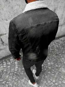 Men's American Vintage Long Sleeve Denim Jacket, Autumn Style - Black - View 2