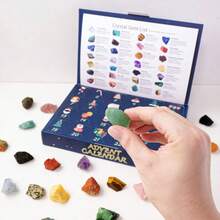 24-Day Christmas Countdown Advent Calendar With 24 Natural Raw Crystal Gemstones, Rock Mineral Specimen Assortment, DIY Collectible Educational Scienc - Christmas Countdown Box - View 7