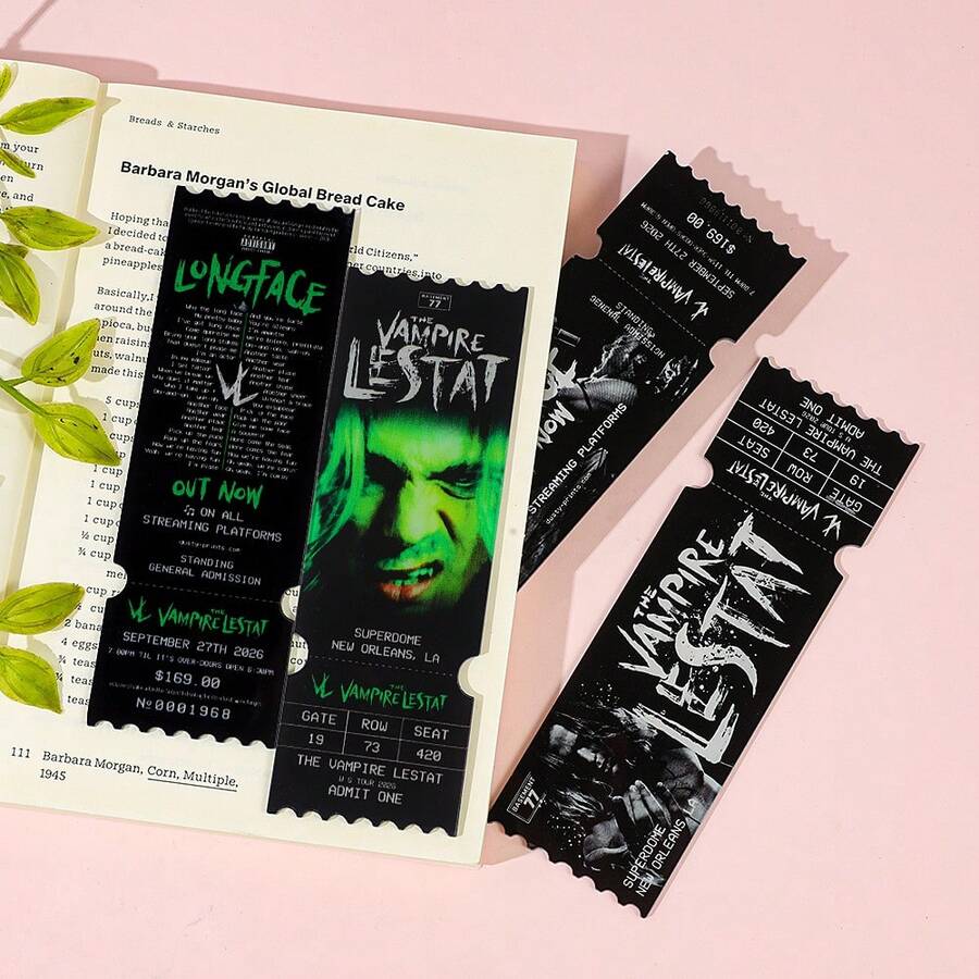 Gothic Vampire Concert Ticket Acrylic Bookmark Dark Horror Page Marker Reading Accessory