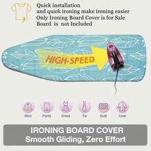 1pc Blue Leaf Pattern Ironing Board Cover | Polyester Material, Heat Resistant, Elastic Edge, Easy To Install, Machine Washable, Fits Most Ironing Board Sizes, Cover Only - Blue Leaf - View 8