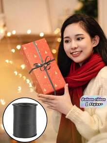 1 Roll, Black Curly Ribbon, Suitable For Gift Wrapping, Balloon String, Wedding, Birthday And Other Occasions - Shiny Metallic Ribbon, Suitable For Bouquet And Flower Wrapping Paper, Valentine's Day, Wedding, Halloween/Christmas Birthday And Other Occasions. - View 3