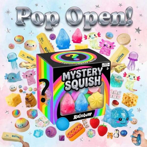 1pc Stress Relief Toy, Mystery Surprise Blind Box (Contains Various Nee-Doh Squeeze Toys), Random Mixed Style Squishy Stress Relief Figurines, Ice Cream, Popsicle, Food And Spiral Pattern Handheld Soft Sensory Stress Relief Toys, Fun Desktop Decor, Surprise Collection Gift Box For Children, Teenagers And Adults, Random Shapes And Colors, Perfect Birthday, Holiday And Party Gift Choice For Boys And Girls