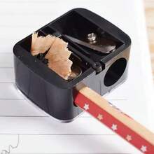 Dual Hole Pencil Sharpener, Stainless Steel Blade, Plastic Protective Cover, Waste Collector And Cleaning Tool, Manual Pencil Sharpener, Back To School Essential - Multiple Styles - View 3