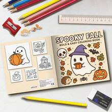 Spooky Fall Bold & Easy Coloring Book For Adults Cute Halloween Ghost Witch Pumpkin Bat Hedgehog Large Print Simple Line Art Autumn Fall Leaves Stress Relief Relaxing Coloring Pages For Women Teens - Spooky Autumn - View 5