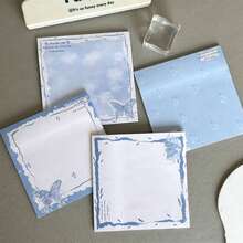 Blue Butterfly Sticky Notes, Warm Purple Butterfly Wings Light Blue Sticky Notes, 76*76mm Adhesive Removable Cute Student Memo Note Pads, Office And Study Use Sticky Notes - one-size - View 3