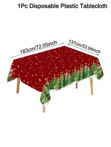 1pc Christmas Tree Tablecloth, 137*183cm Plastic Disposable Christmas Tree Table Cover, Christmas Party Decoration, Holiday Dining Table Decor, Suitable For Kitchen, Restaurant, Gathering, Dinner - Christmas Tree - View 8