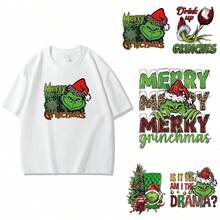 The Grinch 1pc The Christmas Iron-On Clothing Stickers, Heat Transfer Embroidery, Logo, And Offset Printing Iron-On Patches - Multicolor - View 1