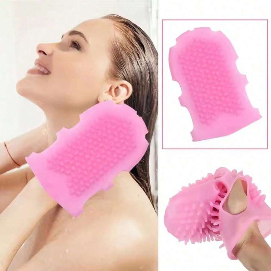 1pc Silicone Bath Glove Exfoliating Body Massage Scrub Brush, Skin Cleansing Bath Brush - Multicolor - View 1