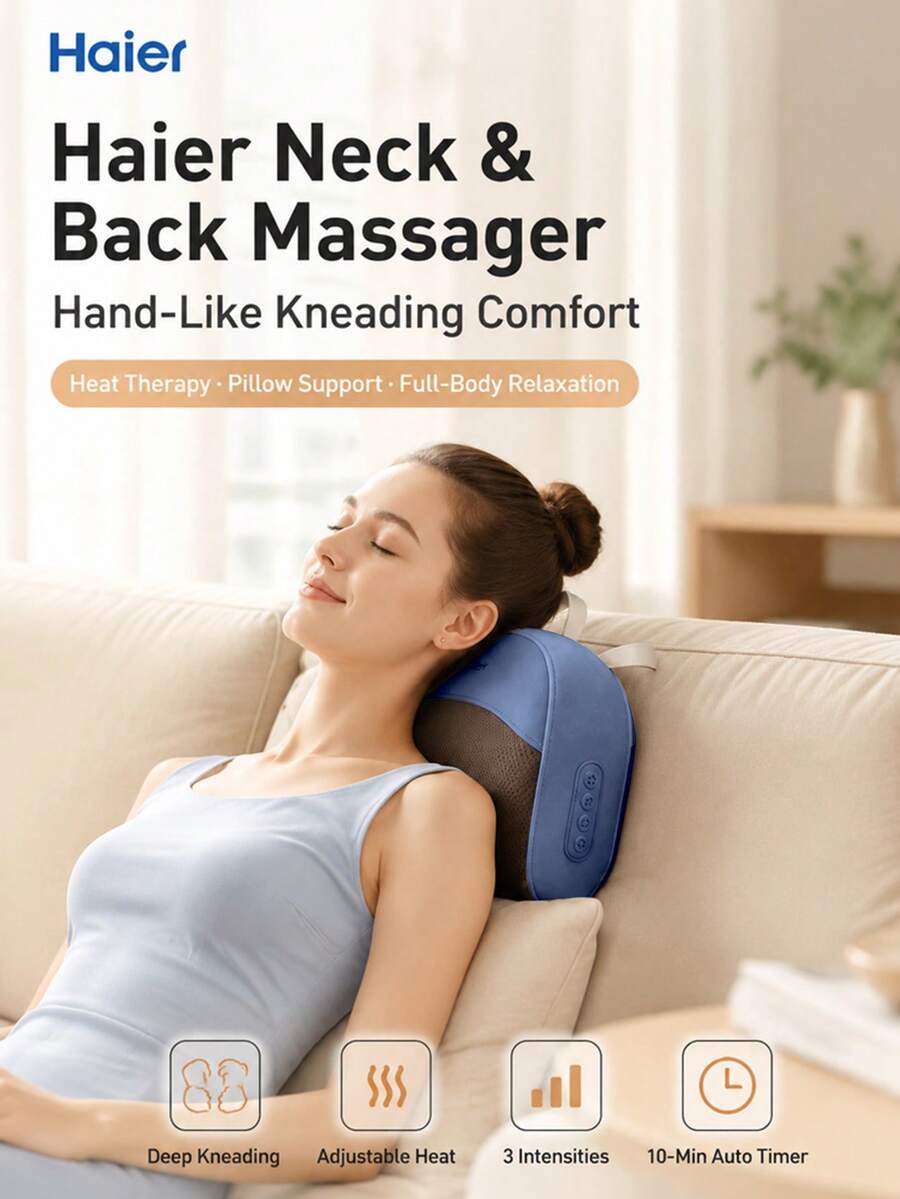 Máy massage cổ vai gáy Haier, nhào nắn, trị liệu nhiệt, hỗ trợ công thái học, thiết kế theo nhân trắc học, 3 mức cường độ, 2 chế độ nhiệt - Xem 1
