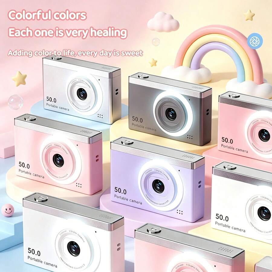 便攜式復古迷你 CCD 數位相機，1080P HD 影片錄製，大螢幕輕巧口袋相機，適合學生旅行 Vlog 與日常攝影，內建 700mAh 電池