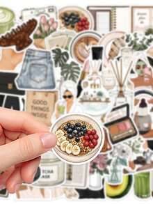 50PCS, Clean Girl Mobile Phone Stickers, Creative Aesthetic Design Sticker, PVC Material, Applicable, Mobile Phone Case, Mobile Phone, Tablet, Laptop, Suitcase, Kindle, Car, Book, Helmet, Notebook, Scrapbook Supplies, School Supplies - 50pcs - View 8