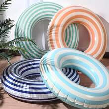 Vintage Striped Inflatable Swim Ring With Handle, Large Round Pool Float Lounger, Fashionable Water Float, Suitable For Beach, Swimming Pool And Summer Vacation Party - Multicolor - View 10