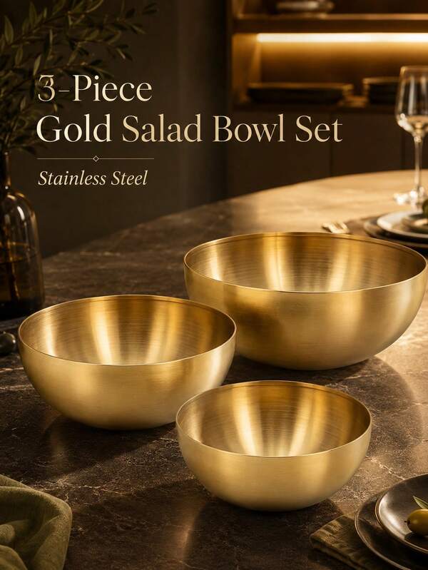 Sleek Bowls Featuring Inner Capacity Lines And Space Saving Nested Structure Sturdy Stainless Steel Cosas De Cocina For Bakers Durable Gold Bowl To Hold Baking Ingredients In Kitchen Thick Metal Meal Prep Sturdy Noodle Cereal Dinnerware Sets