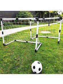 Soccer Goal Set, Includes Soccer Ball And Air Pump, 2pcs 92cm Portable Mini Soccer Nets, Suitable For Yard And Outdoor Training Games Set - White - View 8