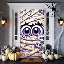 Halloween Willkommens-Türbanner, Cartoon-Mumie-Thema Familienbanner, Türabdeckung, Türflagge, Türvorhang, Feiertagsfeier-Partydekoration, Karneval Garten Eingang Terrasse Atmosphäre Hängedekoration - Verschiedenfarbig - Übersicht 4