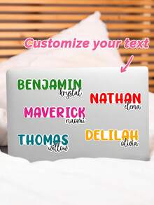 Customized Name Waterproof Vinyl Stickers, Bubble Bold + Handwritten Cursive Personalized Text Decals, Removable Self-Adhesive Labels, Suitable For Tumblers, Laptops, Notebooks, Water Bottles, Luggage, Back To School Students, Teachers, Bridesmaid Wedding Favors Exclusive Customized Name Stickers - Multicolor - View 1